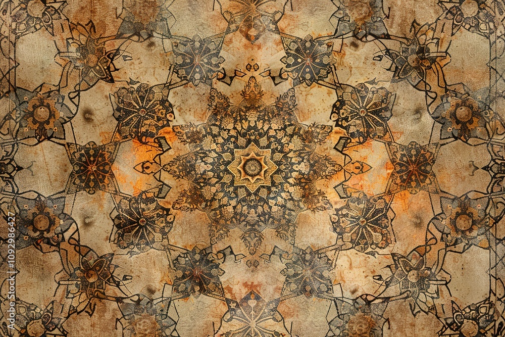 Poster a patterned background with a large circle in the center