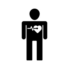 A person with heartbeat, illustration of cardiology health icon vector