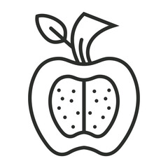 Apple icon, Healthy food, Fruit and vegetable symbol outline icon, editable vector illustration and transparent graphic element. Isolated on white background