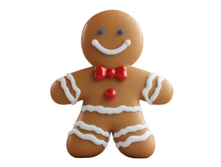 Traditional gingerbread man toy cookie isolated on transparent background