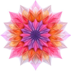 Vibrant Abstract Floral Mandala Design Featuring Lush Petals in Shades of Pink, Purple, and Orange Perfect for Backgrounds and Art Projects