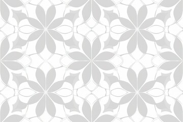 A white and gray floral patterned tile floor