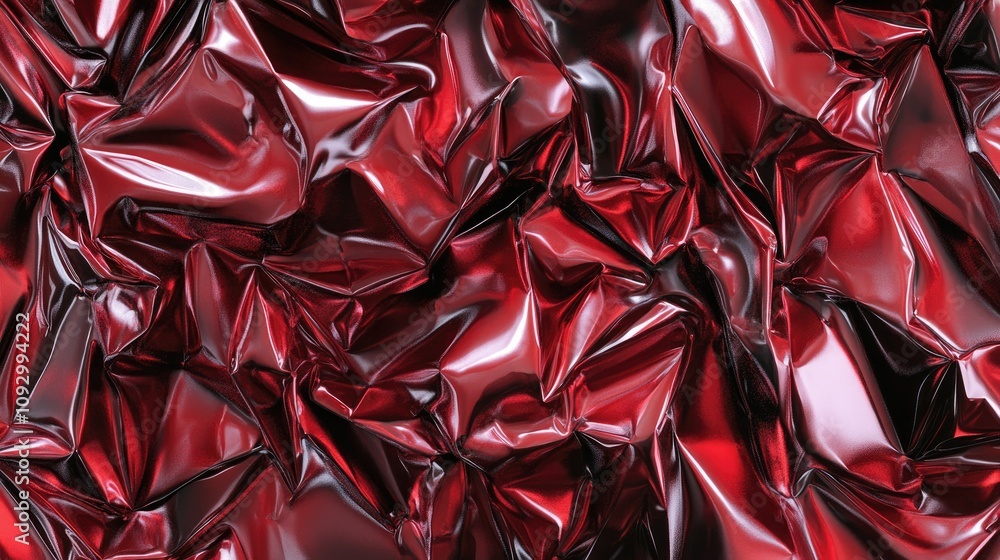 Aufkleber shimmering red crumpled metallic surface texture with glossy finish for backgrounds, art projects, a