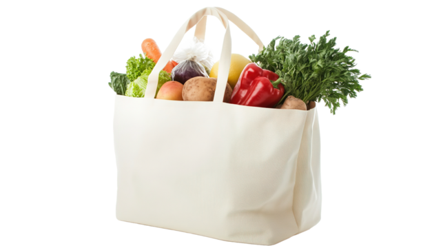 Grocery shopping action fresh vegetables and fruits in a lightweight bag kitchen environment isolate your healthy choices