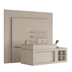 A white wall with a desk and a chair