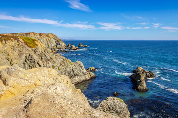 Bodega Bay California coast, pacific, rocky cliff.