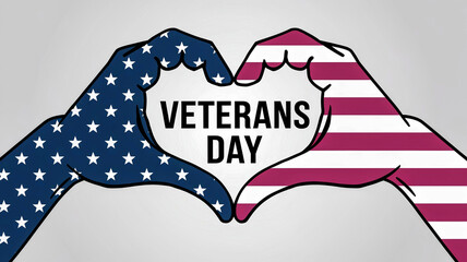 a hand forms a heart with painted american flags