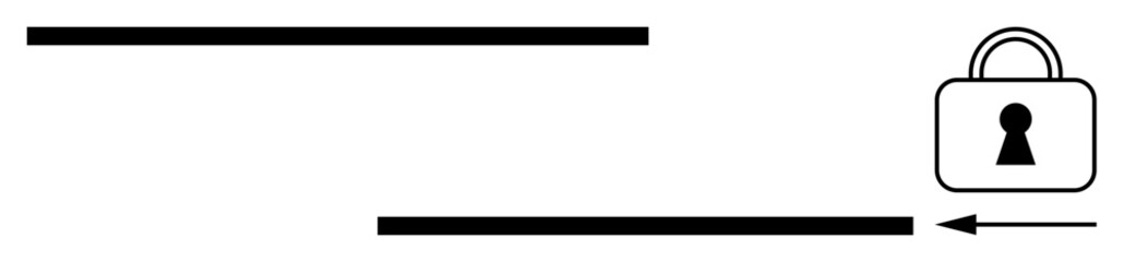 Obraz premium Horizontal line with padlock icon signifying secure connection and data protection. Ideal for cybersecurity, privacy, encryption, website security, data safety, online protection, confidential