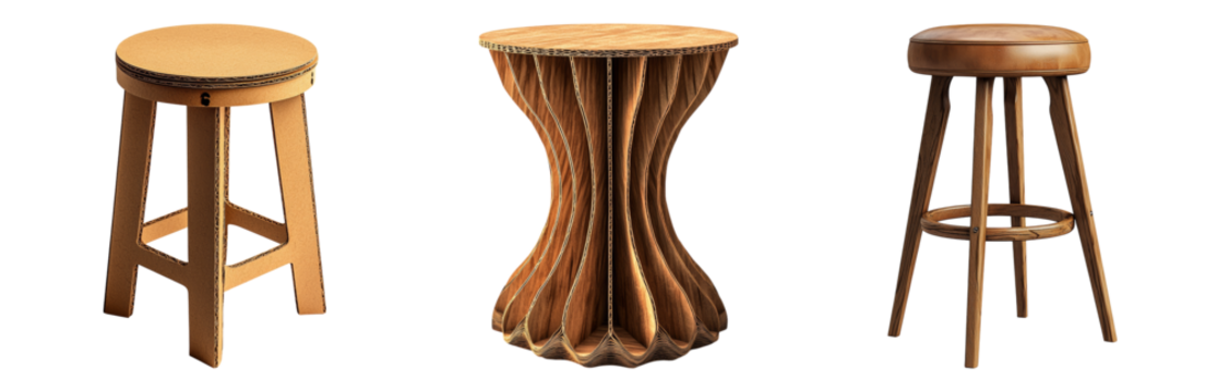 Modern Wooden Furniture for Stylish Interiors Isolated on transparent background
