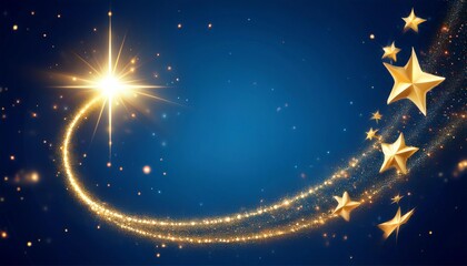 Fototapeta premium blue christmas background - christmas star, miracle and magic at night sky
