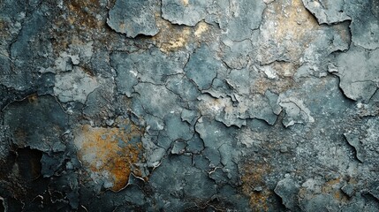 An image of a weathered surface, featuring grey tones with rusty orange patches, evoking a sense of...