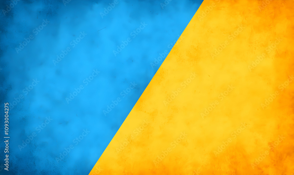 Poster abstract textured background with vibrant blue and yellow diagonal split, perfect for design project