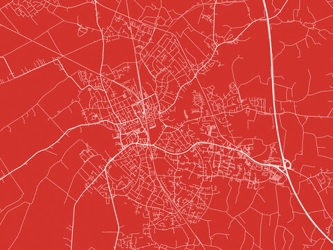 Christmas Map of Elmshorn, Germany in Snowy White on Festive Red Background.