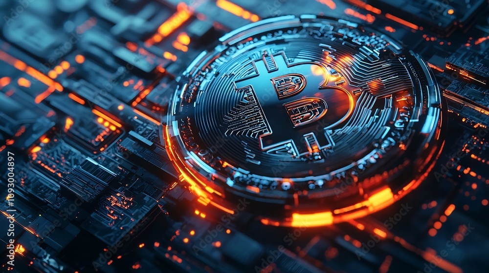Poster close up view of a futuristic holographic interface displaying detailed cryptocurrency transactions 