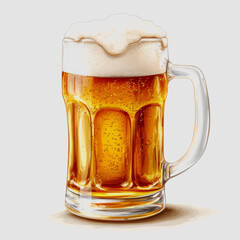 Crisp Golden Beer in a Clear Glass Mug with a Foamy Head: Ideal for Celebrations, Gatherings, and Relaxing Moments in a Lively Bar or Pub Atmosphere