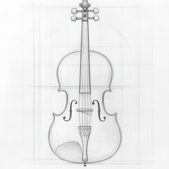 Naklejka premium Sketch of a violin on grid paper.