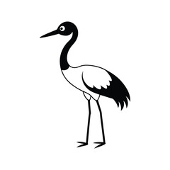 Adorable Cute Crane Vector Illustration

