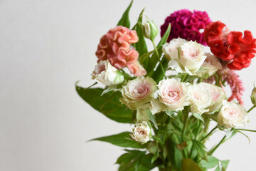 薔薇とケイトウ