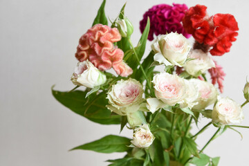 薔薇とケイトウ