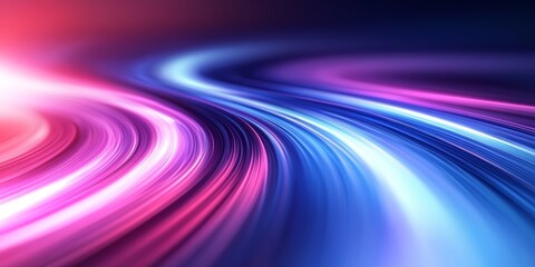 Colorful abstract light trails flow smoothly across a dark background creating a vibrant visual experience