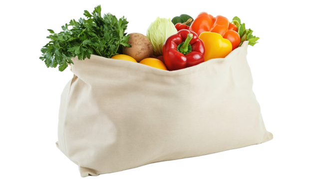 Grocery bag filled with fresh produce home lifestyle food nature close-up isolate freshness