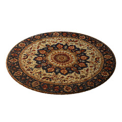 A large rug with a pattern of flowers and leaves