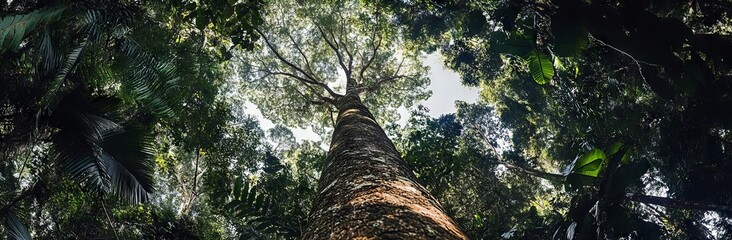 Panoramic View of Forest Canopy with Sky Perspective. AI generated illustration