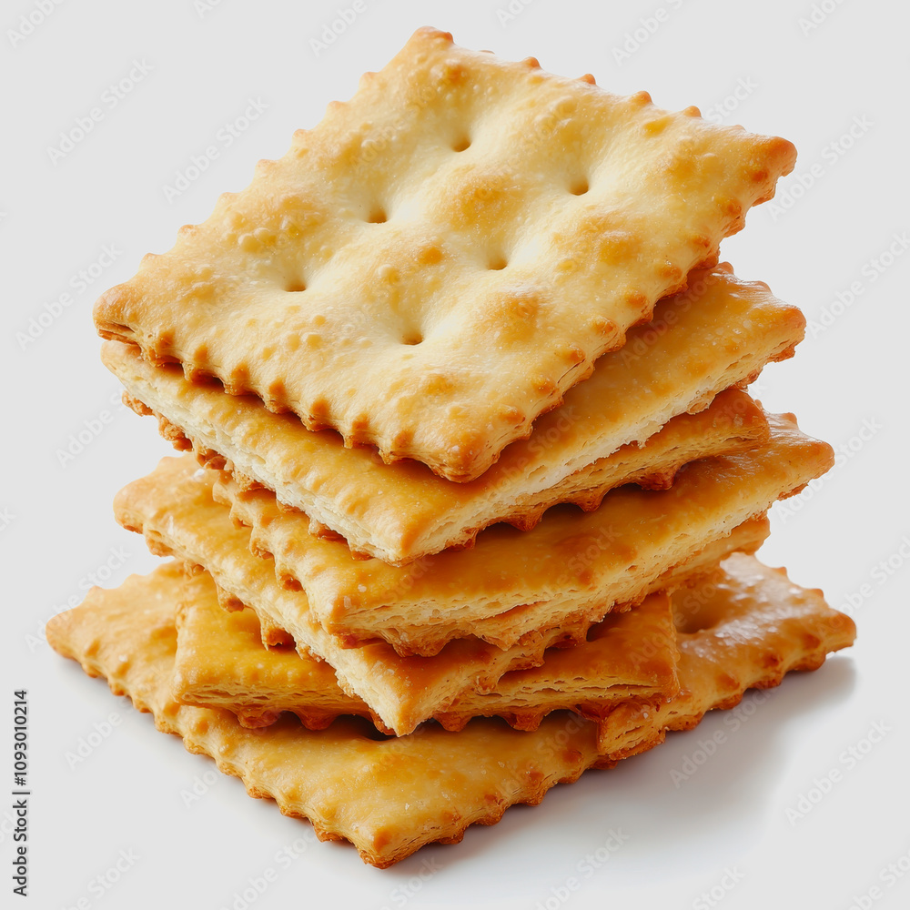 Poster delicious stack of crisp crackers perfect for snacking, pairing, or enjoying with dips in a light an