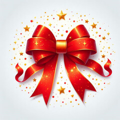 red bow with ribbon