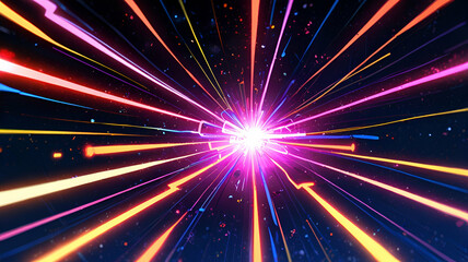 Symmetrical neon starbursts expanding from transparent nodes. Anime Background\Wallpaper
