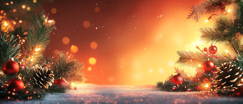 Christmas background illustration featuring bubbles and FII branches with cop space.