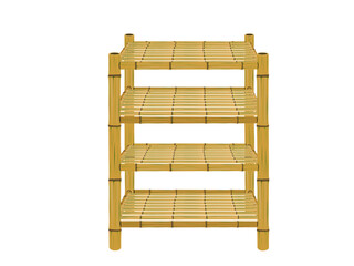 Shelves made of bamboo on a white background.