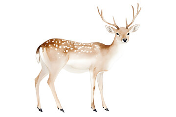 Fototapeta premium Deer with large antlers watercolor illustration isolated on white background 