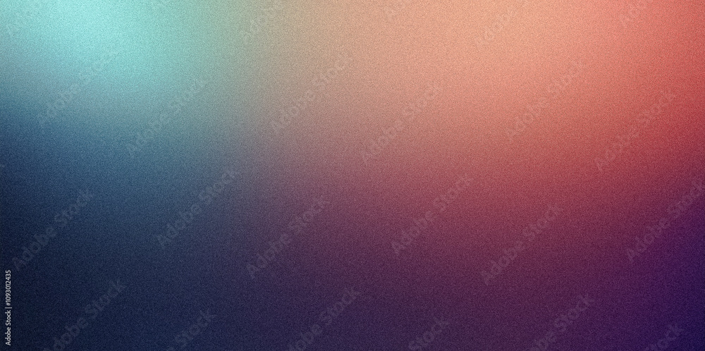 Poster grainy gradient smoothly transitioning between blue, green, orange, and purple, creating a textured 