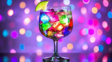 Colorful fruity cocktail with blur background.