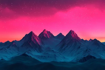 Fotobehang Stunning mountain landscape under vibrant sky. © nuttapong