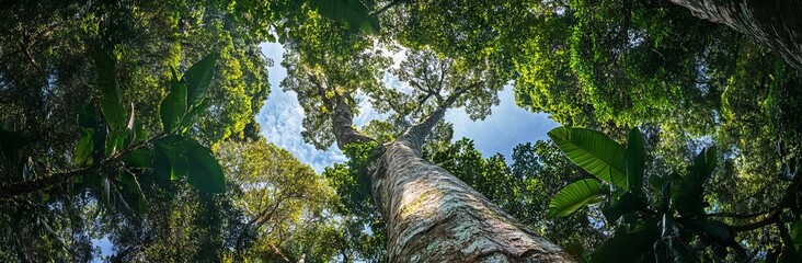 Panoramic View of Forest Canopy with Sky Perspective. AI generated illustration