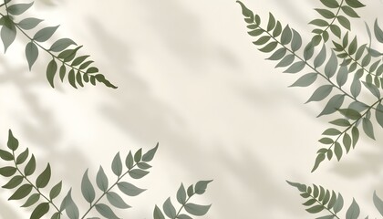 Minimalist Vector Illustration of Elegant Fern Leaves in a Seamless Pattern with Soft Tones