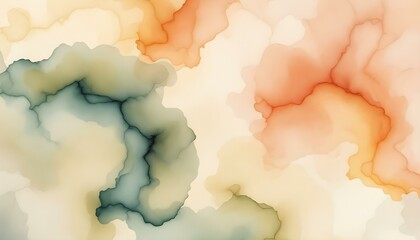 Abstract Watercolor Splash Background in Terracotta, Olive, and Cream Earthy Tones