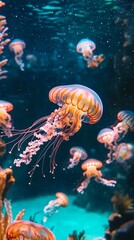 Jellyfish gracefully floating in a stunning underwater world