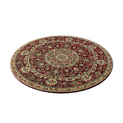 A red carpet with a pattern of flowers and leaves