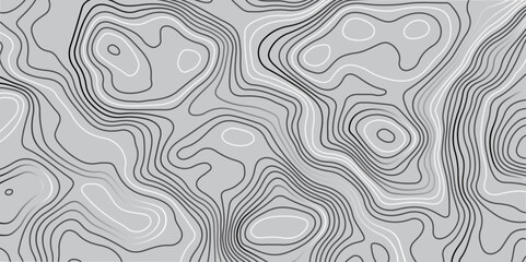 The black grey on white contours vector topography stylized height of the lines. The concept of a conditional geography scheme and the terrain path. Ultra wide. Map vector terrain Illustration.