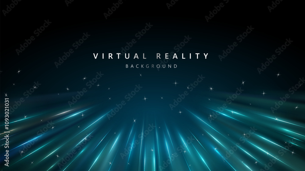 Poster virtual reality vr background with zoom effect. abstract speed lights motion background. illustratio