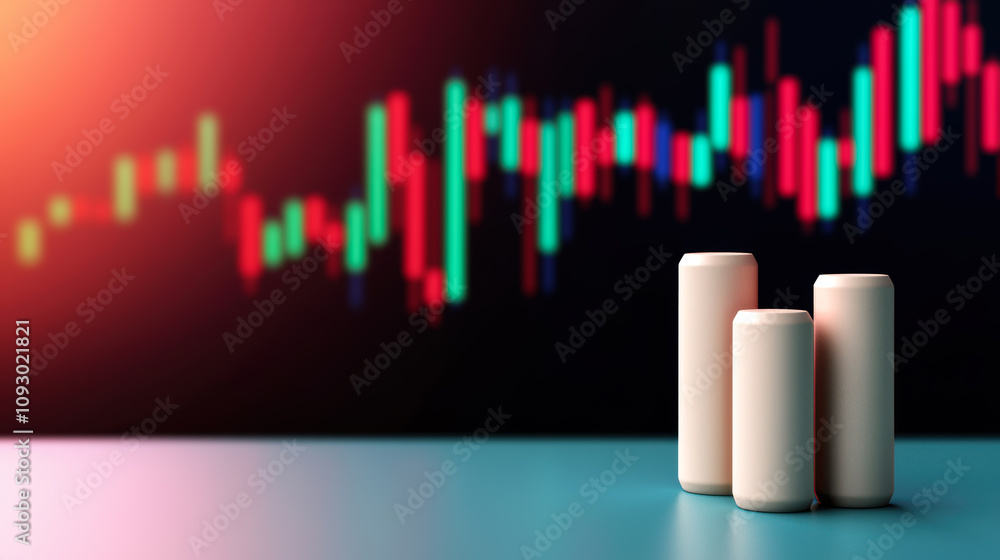 Poster market value in the stocks marketplace concept. stock market candlestick chart with colorful data vi