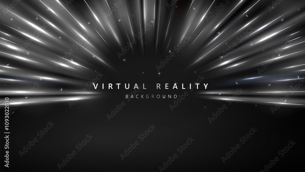 Poster virtual reality vr background with zoom effect. abstract speed lights motion background. illustratio