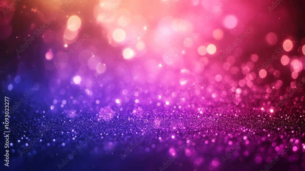 Poster abstract colorful glitter background with bokeh lights.
