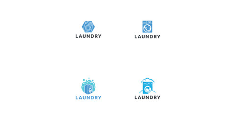 Set of Laundry logo design. Washing machine icon for laundry service business logo template.