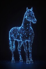Light mesh horse depicting futuristic digital art