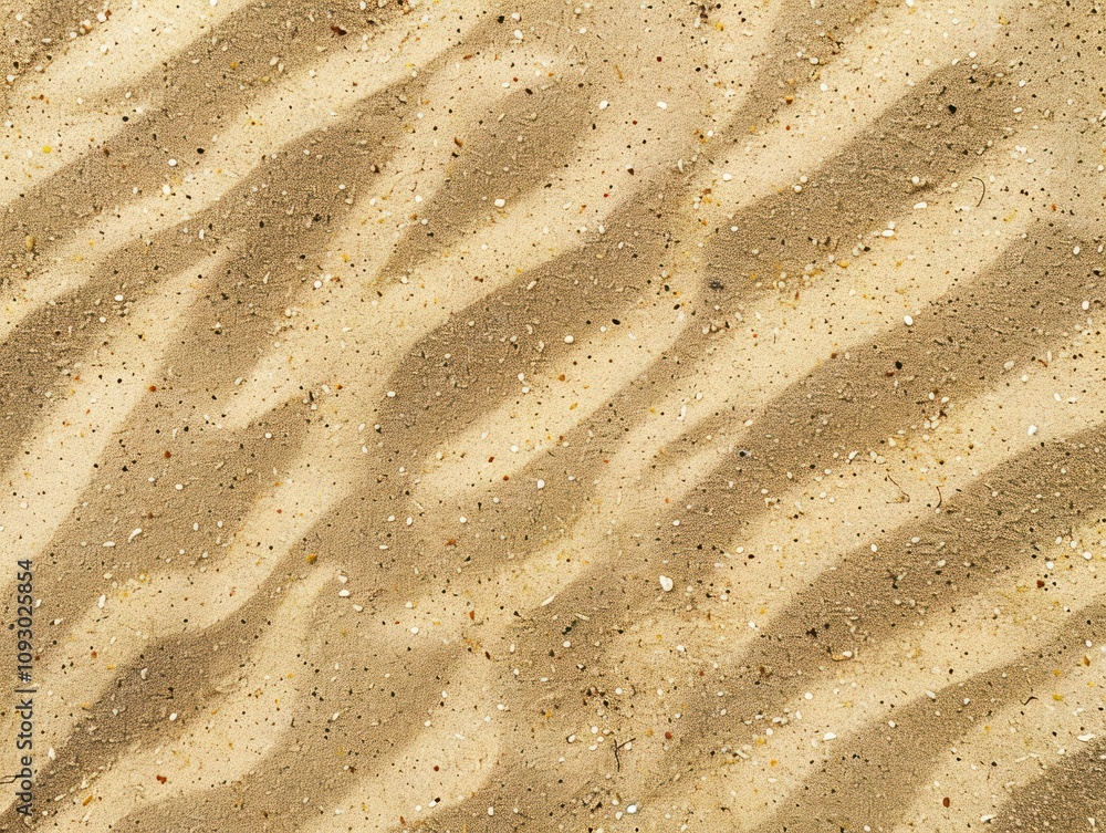 Poster a close-up view of textured sand with subtle patterns and small particles.