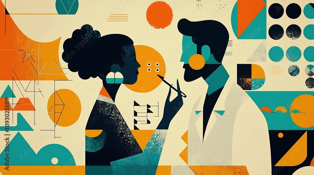 Poster flat design depicting a healthcare worker such as a doctor or nurse examining or testing a patient w